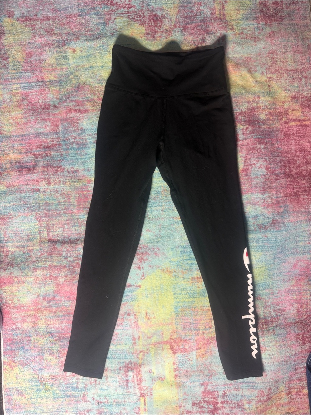 Champion Black Girls' Logo Side-Panel Leggings